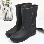 Fashion Velvet Padded Rain Boots Women Warm Knee-high Rain Boots