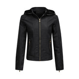 Women's Clothing Fleece-lined Thickened Leather Coat Hooded