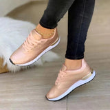 Women's Thick-soled Round Toe Lace-up Simple And Comfortable Sports Shoes