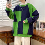 Personality Contrast Color Stitching Casual Sweater