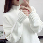 White Turtleneck Sweater Women's Pullover