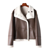 Eco-leather Inner Wool Grain Leather Grass Coat