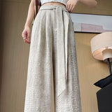 Ice Silk Tie-dyed Linen High-waisted Wide-leg Pants