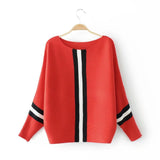 Striped Stitching Batwing Sleeve Knitted Sweater