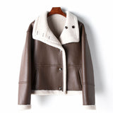 Eco-leather Inner Wool Grain Leather Grass Coat