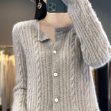 Slimming Jacquard Warm Wool Knit Cardigan Outerwear Top