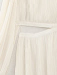 New European and American Style French Open Waist Flared Sleeve Pleated Long Dress