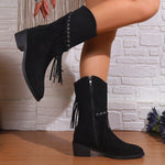 Pure Color All-matching French Women's Retro Boots