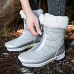 Waterproof Snow Boots Women's Mid-calf Front Zipper