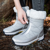 Waterproof Snow Boots Women's Mid-calf Front Zipper