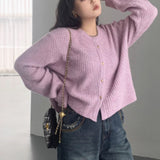 Autumn New Simple Round Neck Knitted Cardigan Soft And Sticky