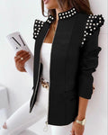 Check Leopard Print Zip Ruffle Shoulder Jacket