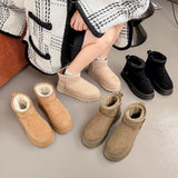 Winter Fleece-lined Thick Suede All-match Northeast Short Cotton Shoes