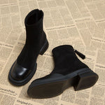 Height Increasing Stitching Short Thick Bottom Chunky Heel Martin Boots