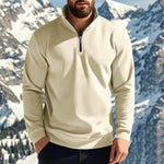 Men's Sweater Zipped Stand Collar Fleece-lined