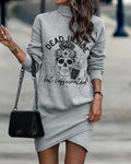 New Long-Sleeved High-Neck Print Irregular Dresses for Women