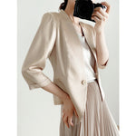 Spring New Elegant V-neck 34 Sleeves Coat For Women