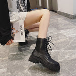 Thin Side Zip Platform Thick Heel British Fan Boots For Women