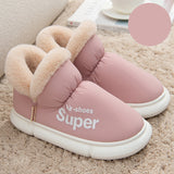 Warm House Shoes Plush Fleece High Back Heel Slippers Home Winter Warm Couple Shoes