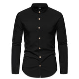 Men's Fashion Solid Color Party Shirt Metal Button Long Sleeve