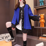 Women's Patchwork Sweater Cardigan Mid-length