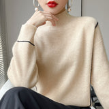 Simple All-match Pure Wool Women's Knitted Bottoming Shirt Loose