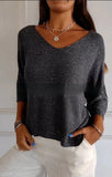 Women's V-neck Fried Dough Twists Slim Knit Pullover Sweater