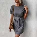 New European and American Summer Dress Slim Fit Short Sleeve Solid T-Shirt Skirt