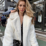 2023 New Female Winter Plush Thick Warm Loose Women Faux Rabbit Fur Coat Loose Lapel Fur Coat
