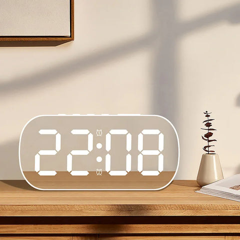 Led Digital Alarm Clock 5 Levels Adjustable Brightness Mirror Table Desk Bedroom Clock Home Decor Gifts for Students Children