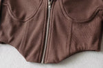 Hooded Sweatshirts Spring/autumn Zipper Cardigan Jacket Ultra-short Ins High Waist Exposed Navel Fishbone Corset To Show Chest