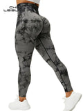 CHRLEISURE Tie Dye Push Up High Waist Leggings Stretch Athletic Women Sexy Pants Casual Seamless Gym Knitting Leggings Femme