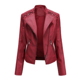 Slim Fit Thin Leather Coat Women's Motorcycle Clothing