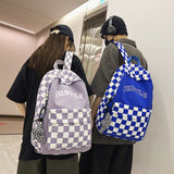 Ins Trendy Cool Plaid Student Backpack