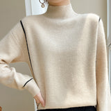 Simple All-match Pure Wool Women's Knitted Bottoming Shirt Loose