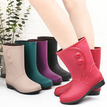 Fashion Velvet Padded Rain Boots Women Warm Knee-high Rain Boots