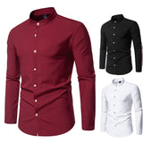 Men's Fashion Solid Color Party Shirt Metal Button Long Sleeve