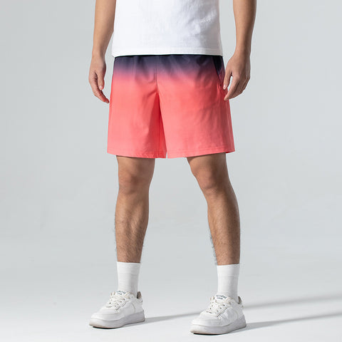 Summer Thin Ice Silk Shorts Men's Gradient Sports Beach Pants