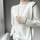 Simple All-match Pure Wool Women's Knitted Bottoming Shirt Loose