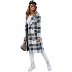 European And American Fashion Plaid Woolen Coat