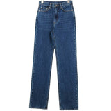 Simple Style Women's Dark Blue Small Straight-leg Jeans