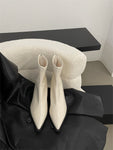 Skinny Boots Stiletto Heel Fashion Boots High Heel Pointed Temperament Back Zipper