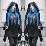 Halloween Cosplay Hoodie Women's Punk Black Long Hooded Printed Sweater