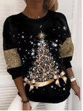 Christmas Tree Printing Personality Simple Long Sleeve Crew Neck Sweater