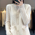 Slimming Jacquard Warm Wool Knit Cardigan Outerwear Top