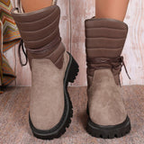 Fashion Mid-calf Snow Boots With Lace-up Design Winter Warm Thickened Low-heeled Boot Women's Casual Shoes Outdoor