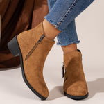 Women's Suede Rubber Cloth Fashion Boots Chunky Heel Booties