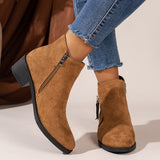 Women's Suede Rubber Cloth Fashion Boots Chunky Heel Booties