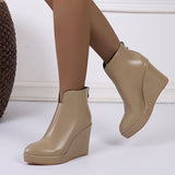 Heel Platform High Heel Pointed-toe Fashion Ankle Boots Black