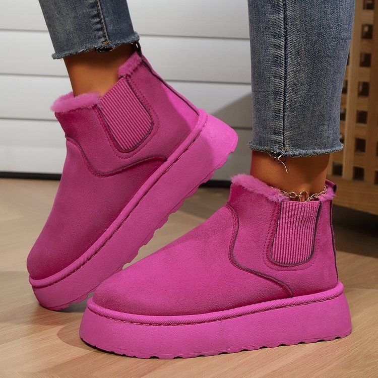 Pink Winter Boots Rosa Damen Winter Snow Boots Fashion Flat Thick
